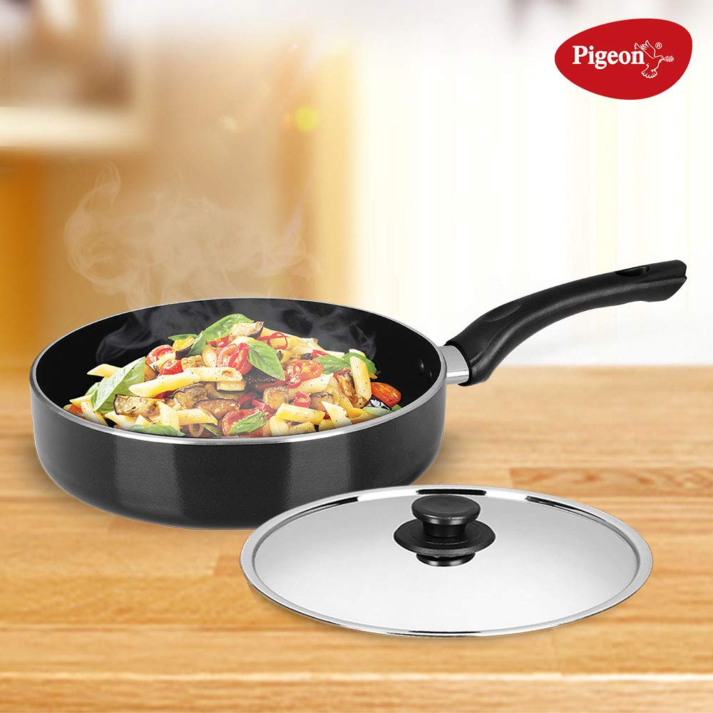 Pigeon by Stovekraft Deluxe Non-Stick Aluminum Fry Pan, (Black, 25.5cm)