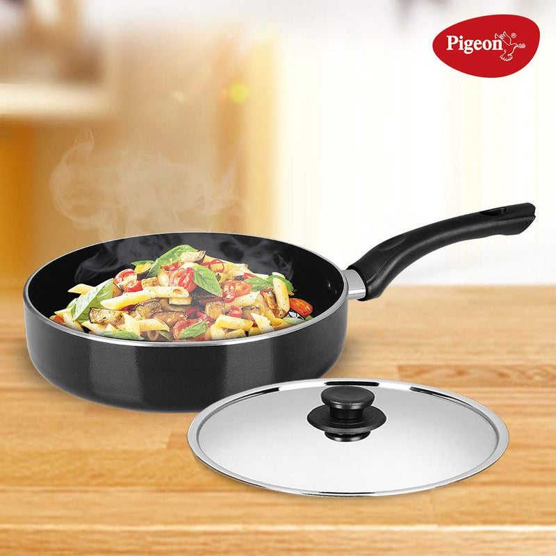Pigeon by Stovekraft Deluxe Non-Stick Aluminum Fry Pan, (Black, 25.5cm)