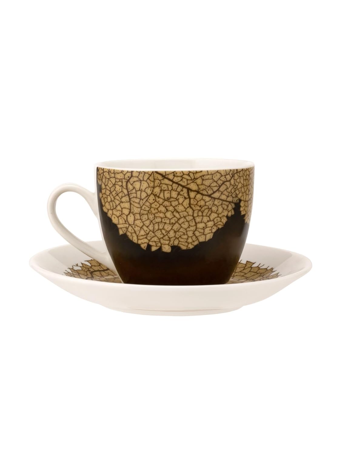 Clay Craft Fine Ceramic Cream Nature Cup & Saucer Set of 12 (6 Cups + 6 Saucers) - 180 ml Each