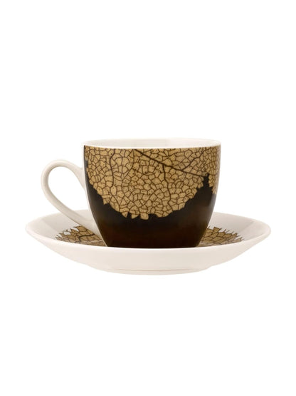 Clay Craft Fine Ceramic Cream Nature Cup & Saucer Set of 12 (6 Cups + 6 Saucers) - 180 ml Each