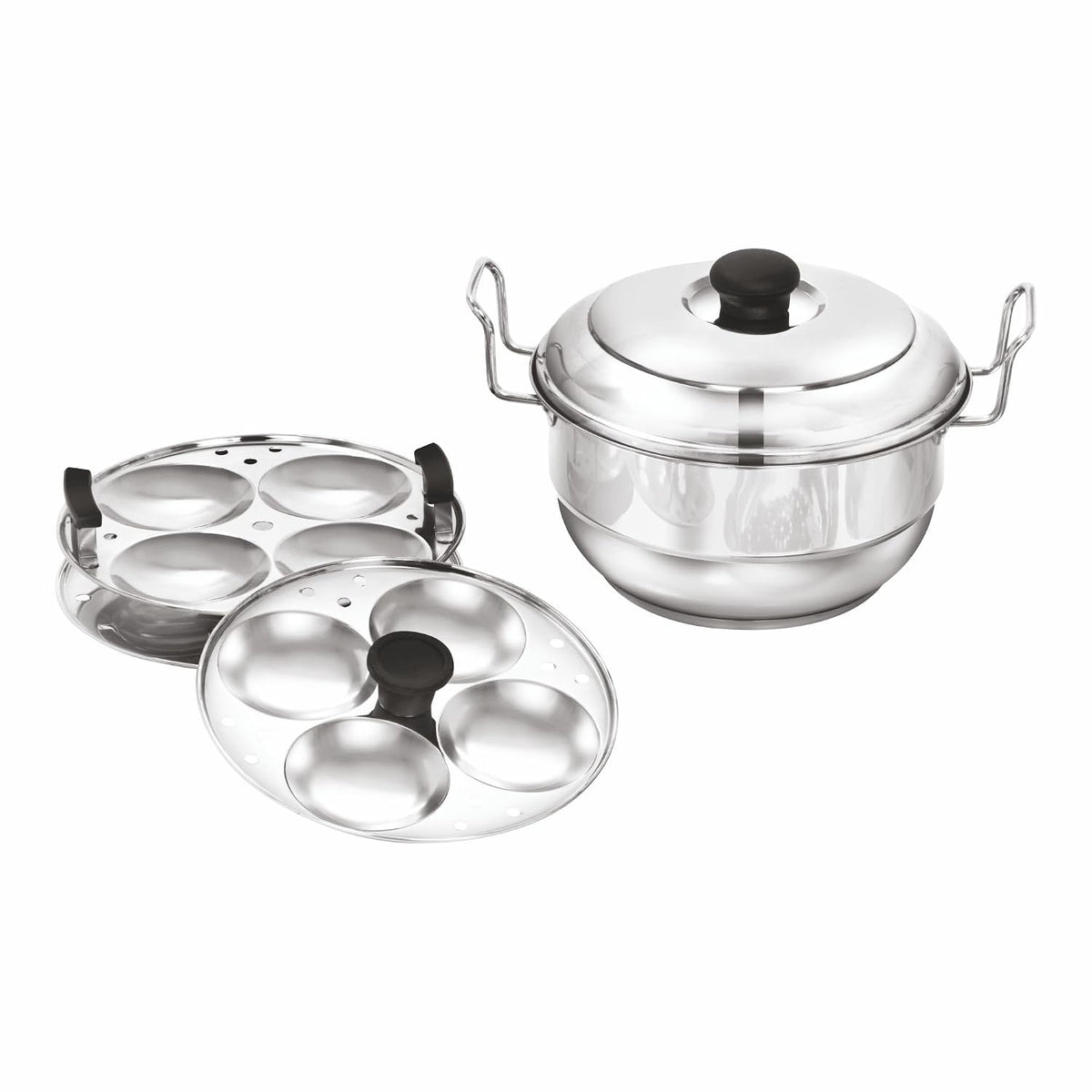 Vidiem Stainless Steel Idli Maker 26.5 cm | 12 Idli Capacity | Induction & Gas Stove Compatible Idli Pot | Stainless Ste