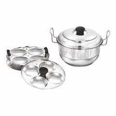Vidiem Stainless Steel Idli Maker 26.5 cm | 12 Idli Capacity | Induction & Gas Stove Compatible Idli Pot | Stainless Ste