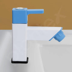 Plantex PTMT ES-113 Single Lever Pillar Painted Tap For Wash Basin With Plastic Wall Flange/Bathroom Water Tap (Blue & White)-3