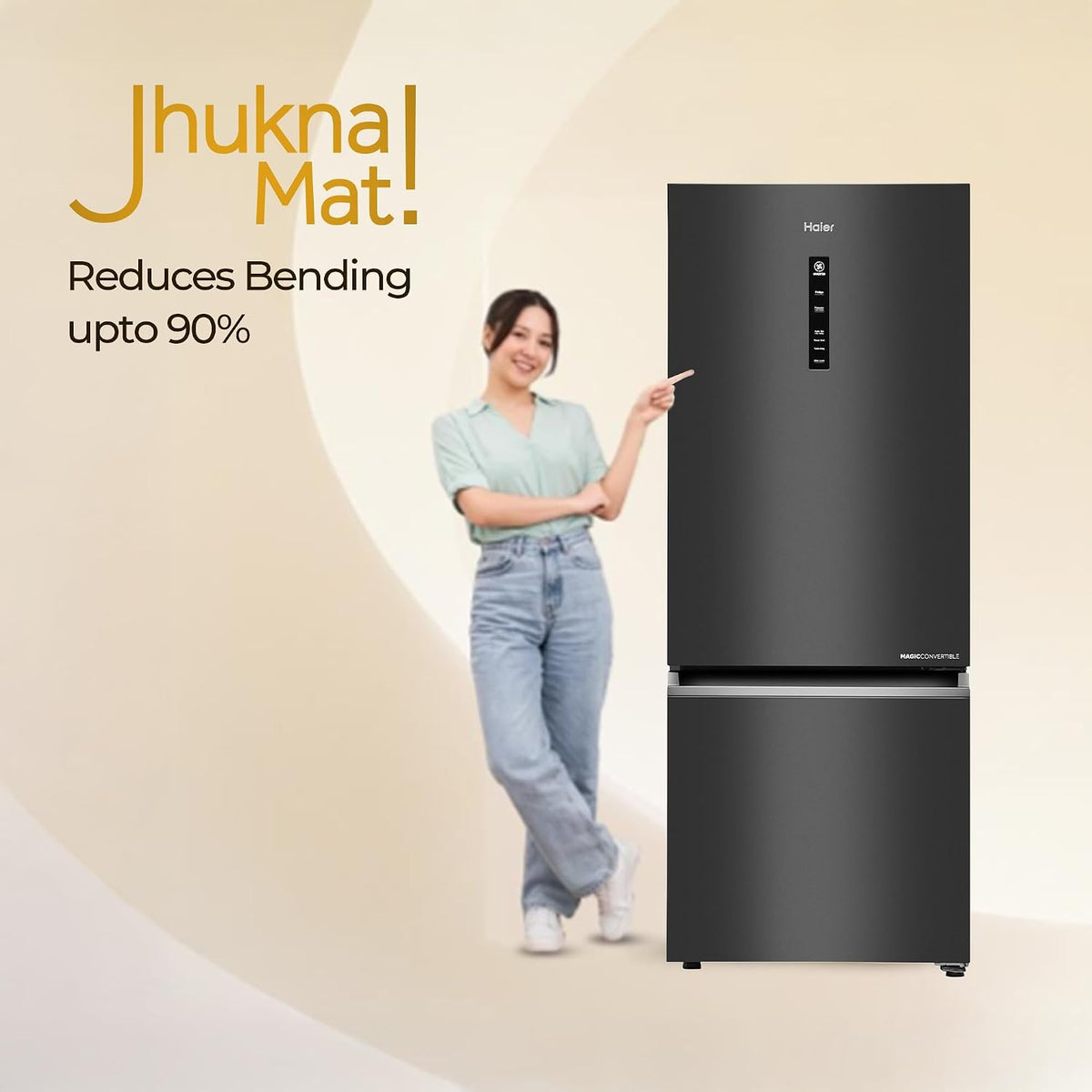 Haier 325 L 3 Star Frost Free Triple Inverter Bottom Mount Refrigerator, Digital Touch Display & 2X Bigger Fresh Storage (HEB-333GBA-P, Graphite)-6