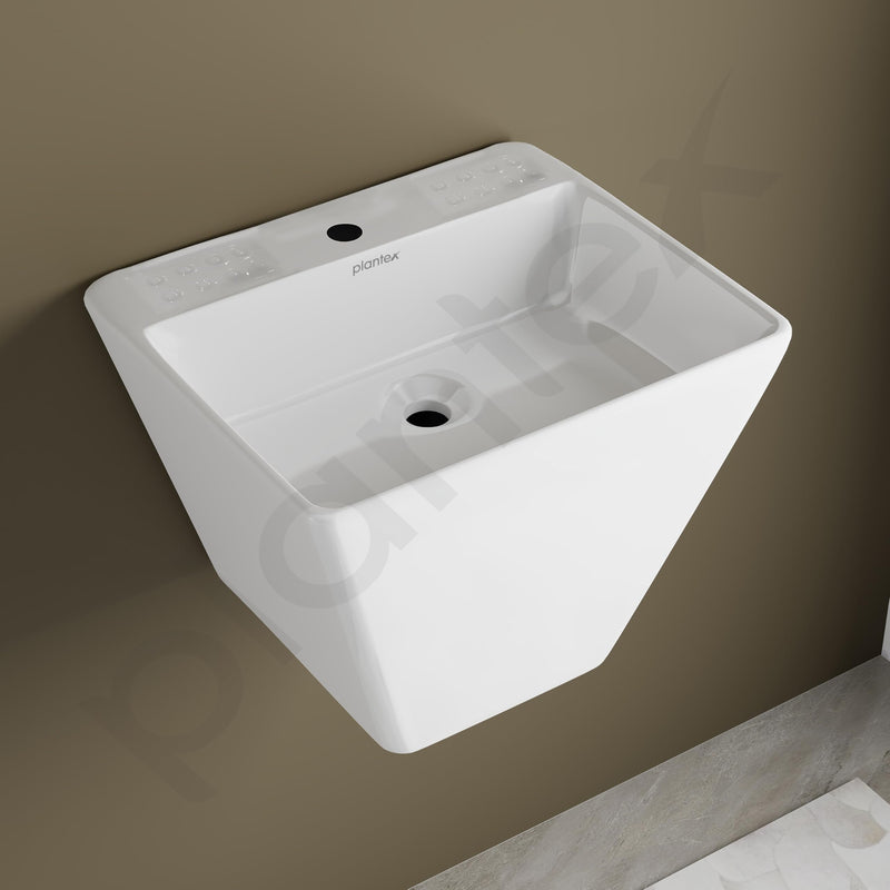 Plantex Ceramic Wash Basin/Half Pedestal Washbasin for Bathroom with 10 Years Glaze Warranty by Plantex/Wall Hung Wash Basin for Office/Hotels (White - 18x 14 x 14 Inch)-6