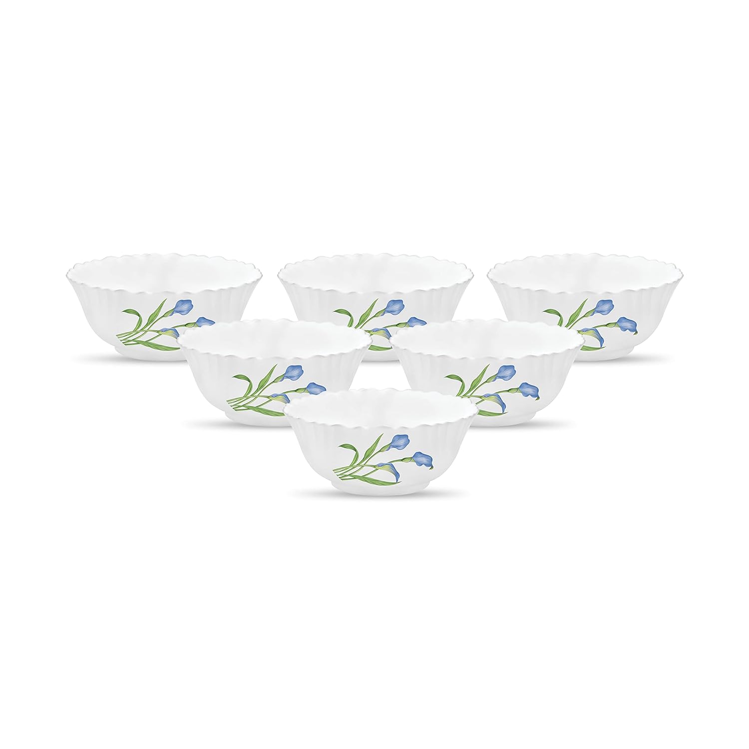 La Opala, Novo Collection, Opal Glass Vegetable Bowl Set 6 pcs, Tender Trio, White