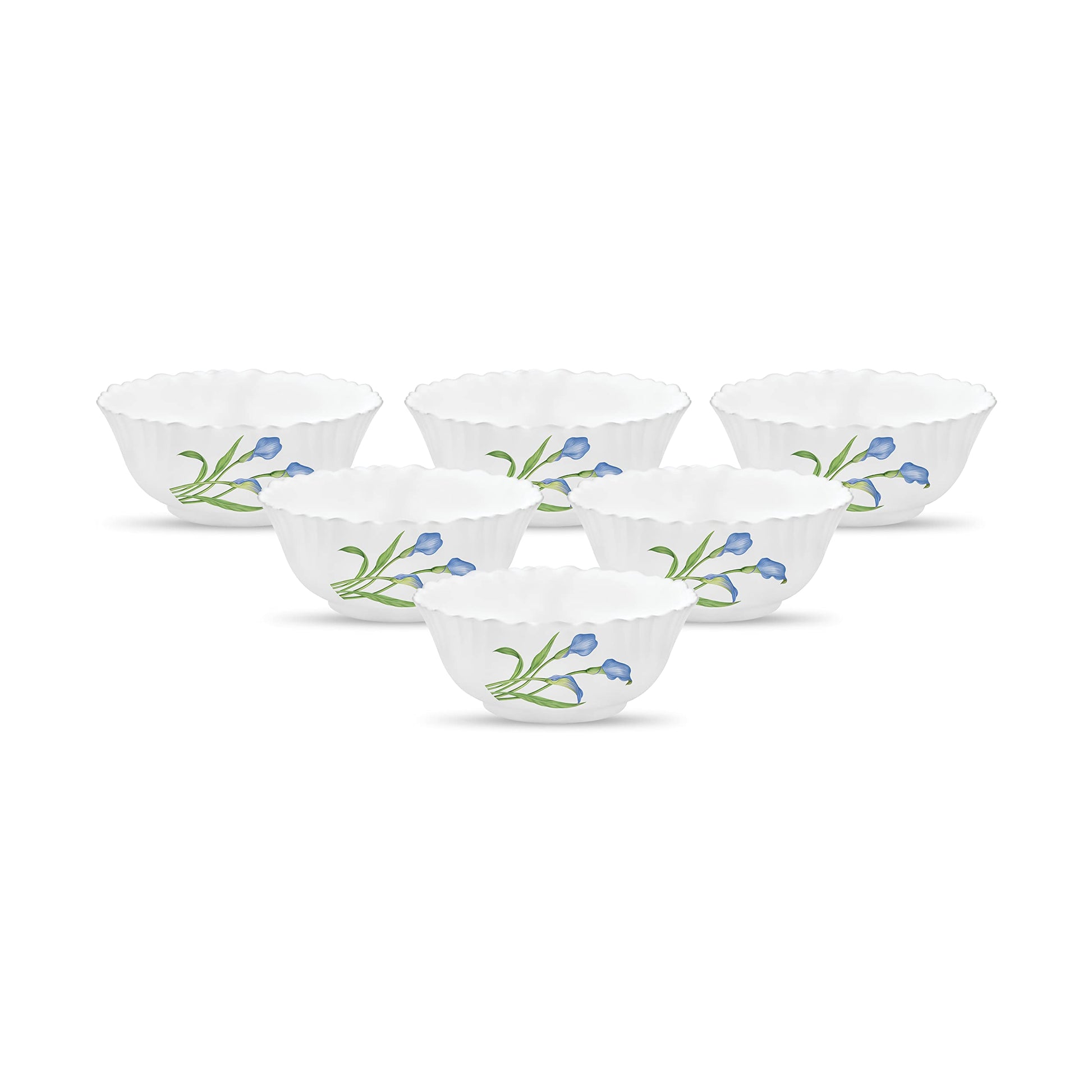 La Opala, Novo Collection, Opal Glass Vegetable Bowl Set 6 pcs, Tender Trio, White