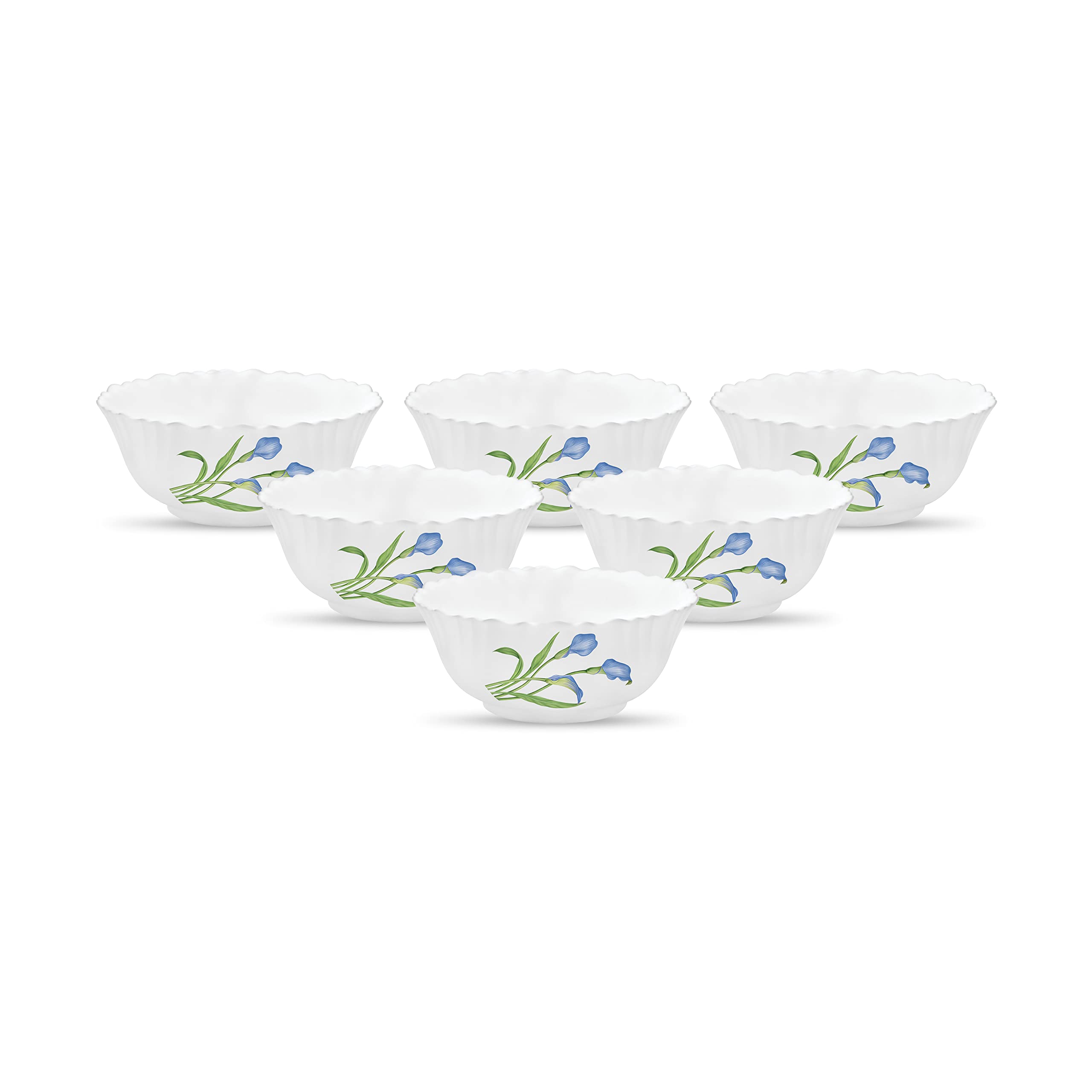 La Opala, Novo Collection, Opal Glass Vegetable Bowl Set 6 pcs, Tender Trio, White