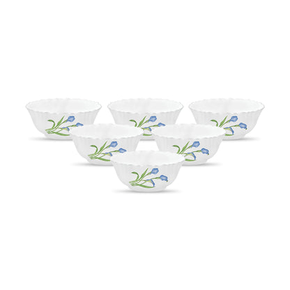 La Opala, Novo Collection, Opal Glass Vegetable Bowl Set 6 pcs, Tender Trio, White