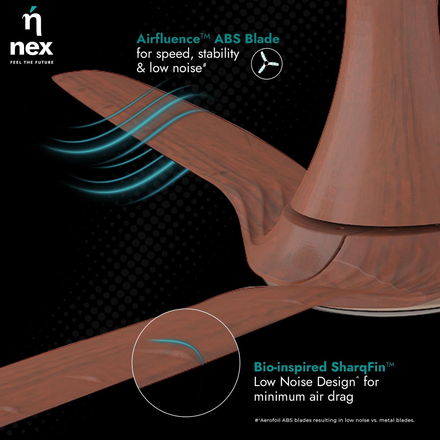 NNEX by BAJAJ Dryft A90 BLDC 1200 MM | 5 Stars Rated Premium Ceiling Fan With Remote Control | 20%* Higher Air Thrust | Airfluence ABS Blade For Low Noise | 2-Yr Warranty Free Installation 【Walnut】