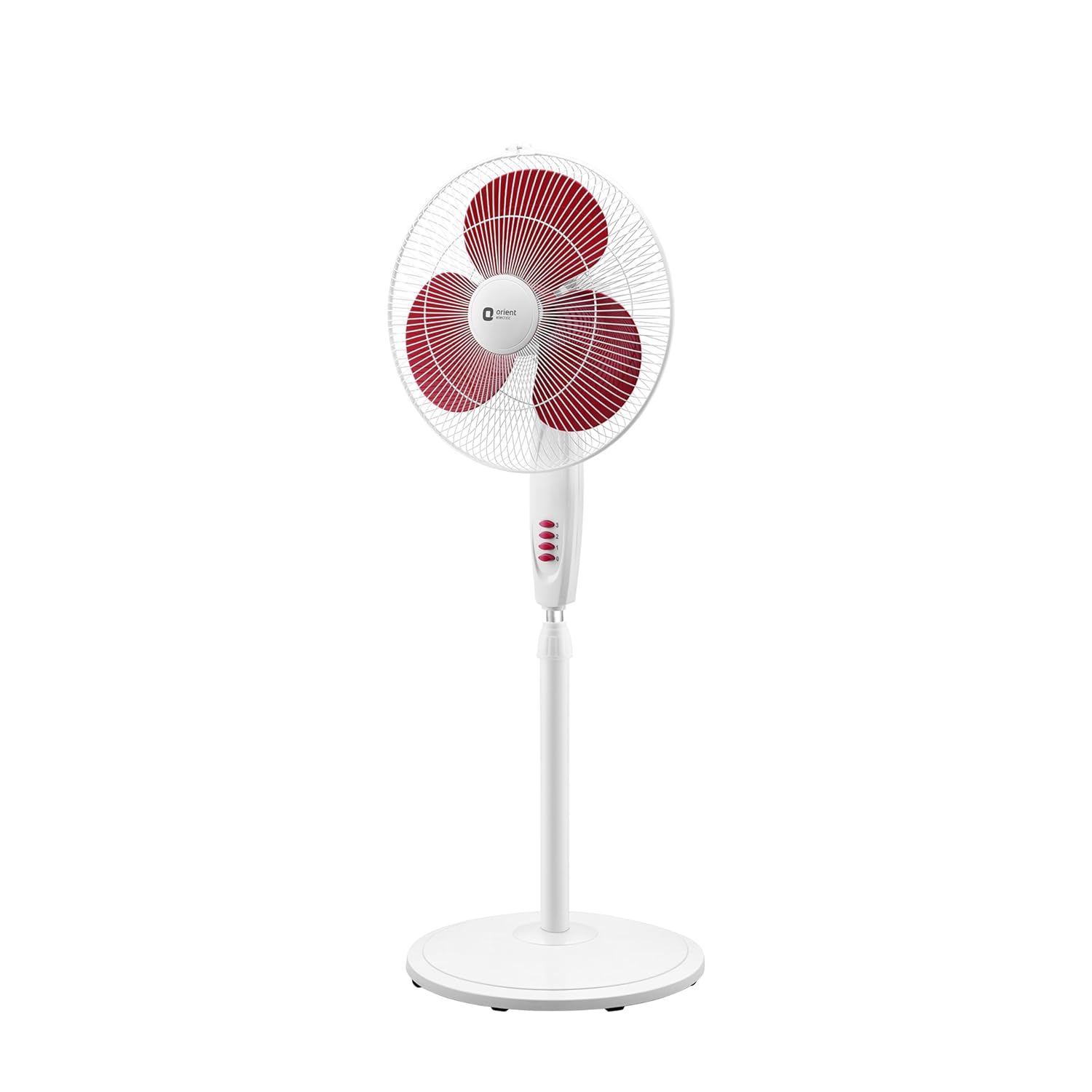 Orient Electric 400 mm Stand 82| Stand fan with tilt & oscillation| Telescopic adjustable height| Piano speed control| Red, pack of 1