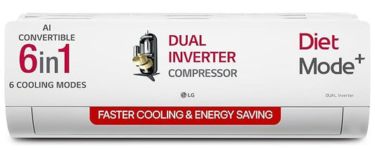 LG 2 Ton 3 Star DUAL Inverter Split AC (Copper, AI Convertible 6-in-1, Diet Mode+, Faster Cooling & Energy Saving, 4 Way Swing, HD Filter with Anti-Virus Protection, US-Q24ENXE, White)