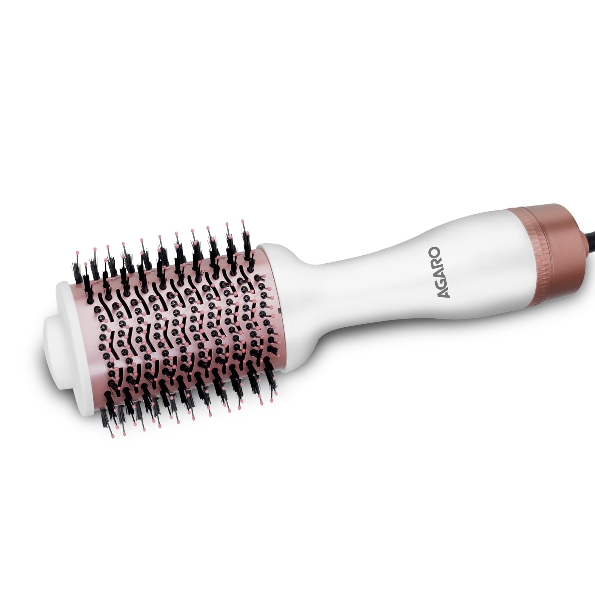 AGARO HV2179 Hot Air Brush for Hair, Blow Dryer Brush, Volumizer & Styler, 360° Airflow Vent, Oval Barrel for Hair Volume, Charcoal Bristles, Ceramic Coating Brushing Head, 1200W, Gold & Black