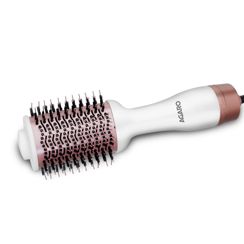 AGARO HV2179 Hot Air Brush for Hair, Blow Dryer Brush, Volumizer & Styler, 360° Airflow Vent, Oval Barrel for Hair Volume, Charcoal Bristles, Ceramic Coating Brushing Head, 1200W, Gold & Black