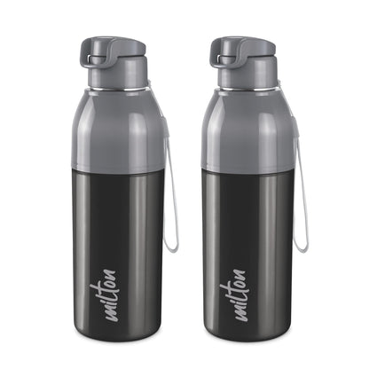 Milton Water Bottle Steel Convey 900 PU Insulated, Inner Stainless Steel Hot & Cold Bottle, 630 ml, Leak Proof, BPA Free, Ideal for Home, Office, Gym, Travelling, Black