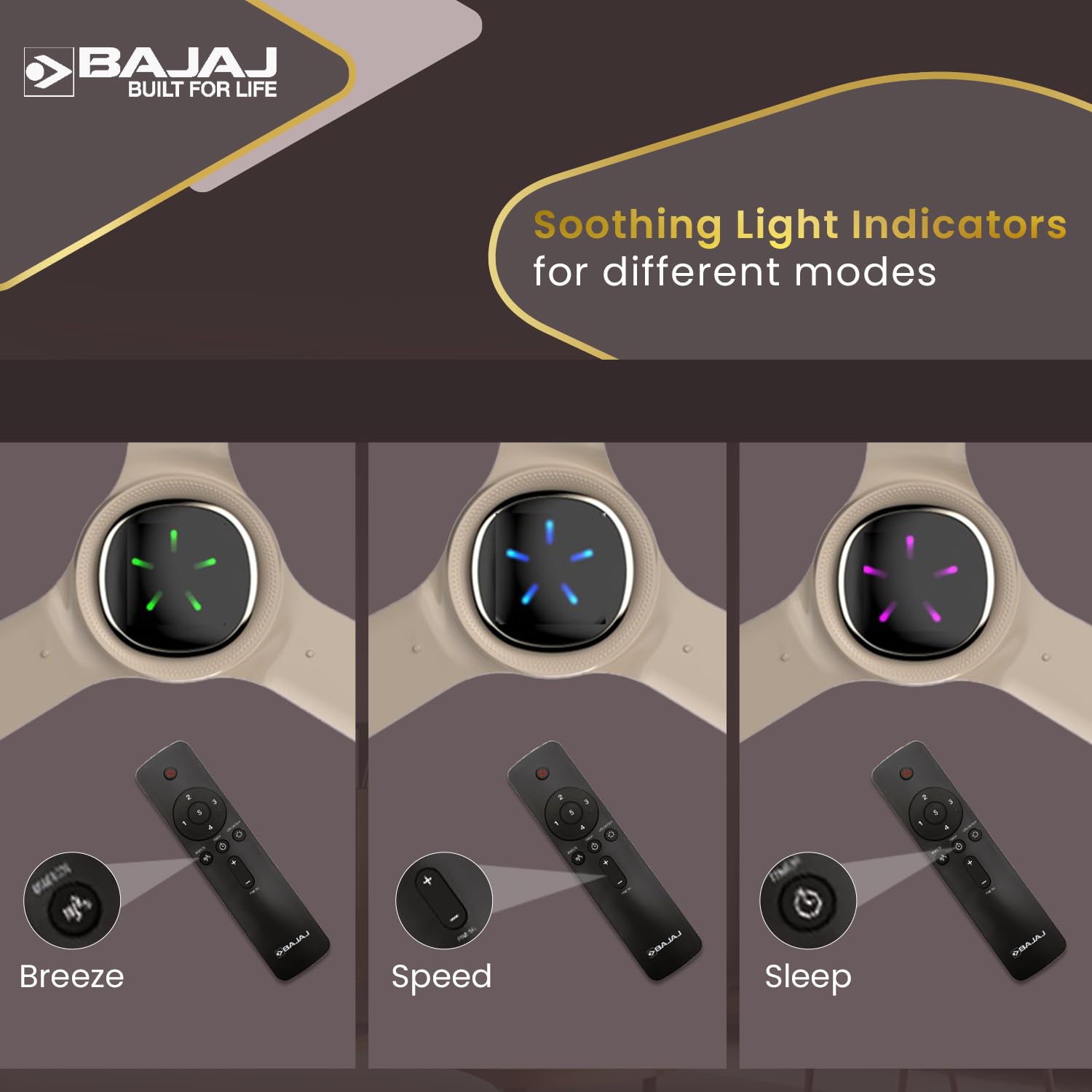 Bajaj Eurostos 1200 MM 5 Star Rated BLDC Ceiling Fans For Home | BEE Stars Rated Energy Efficient Ceiling Fan | ‎Remote Controlled | Soothing Colour Indication | 2 Years Warranty 【Bronze Mist】