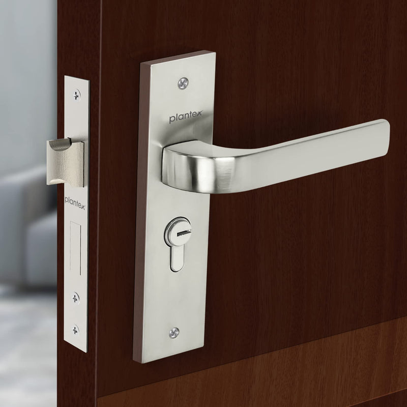 Plantex Heavy-Duty Door Lock Set - Main Door Lock Handle Set/ 6-Lever Lock Mechanism with 3 Years of Warranty/Mortise Lock with 3 Keys, Brass Lock Body & Cylinder (8107 - Matt)-1