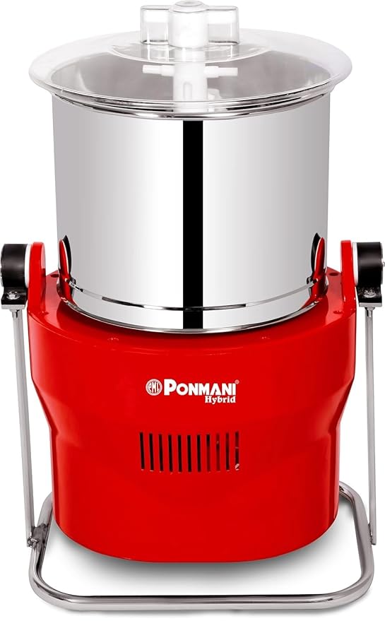 Ponmani Stainless Steel Hybrid Commercial Tilting Wet Grinder (15 Litre), Red