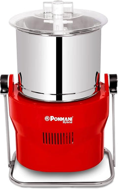 Ponmani Hybrid Commercial Tilting Wet Grinder (20 Litre) - Stainless Steel, Red
