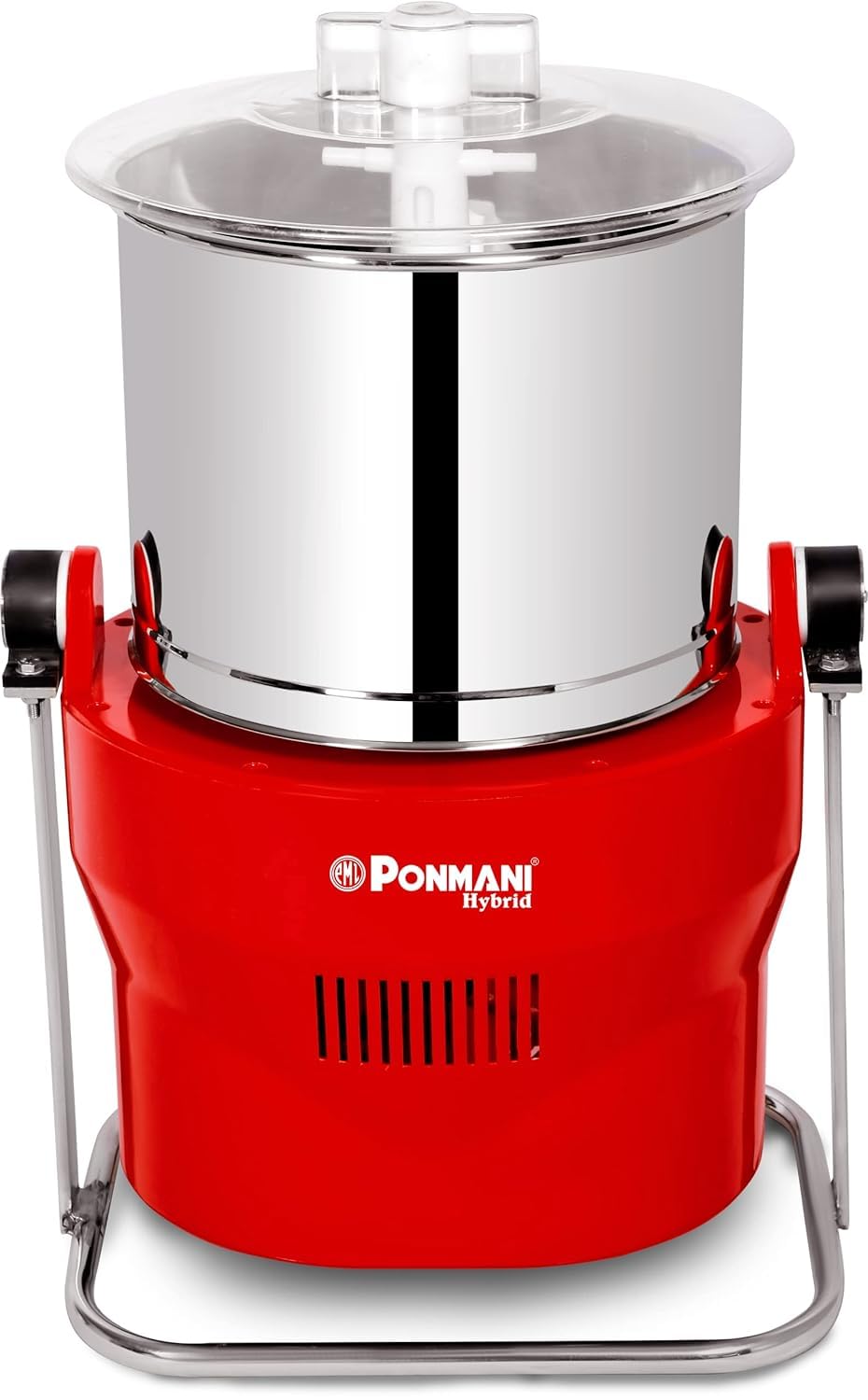 Ponmani Hybrid Commercial Tilting Wet Grinder (10 Litre) - Stainless Steel, Red