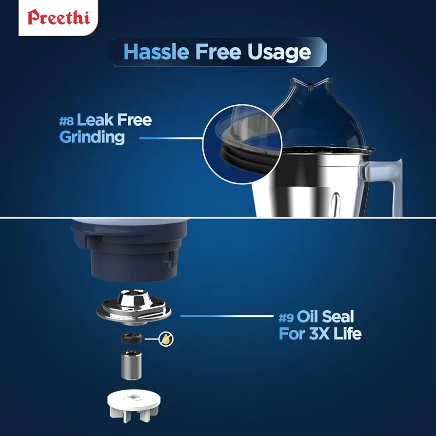 Preethi Blueleaf Titanium 15.0 | Mixer grinder | 1000 Watt Mixie with 15 advanced features| 7 Jars