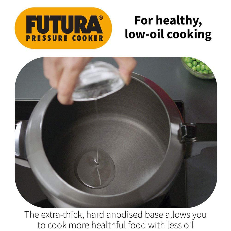 Hawkins Futura 4 Litre Pressure Cooker, Hard Anodised Pressure Cooker, Pan Cooker, Black (FP40)