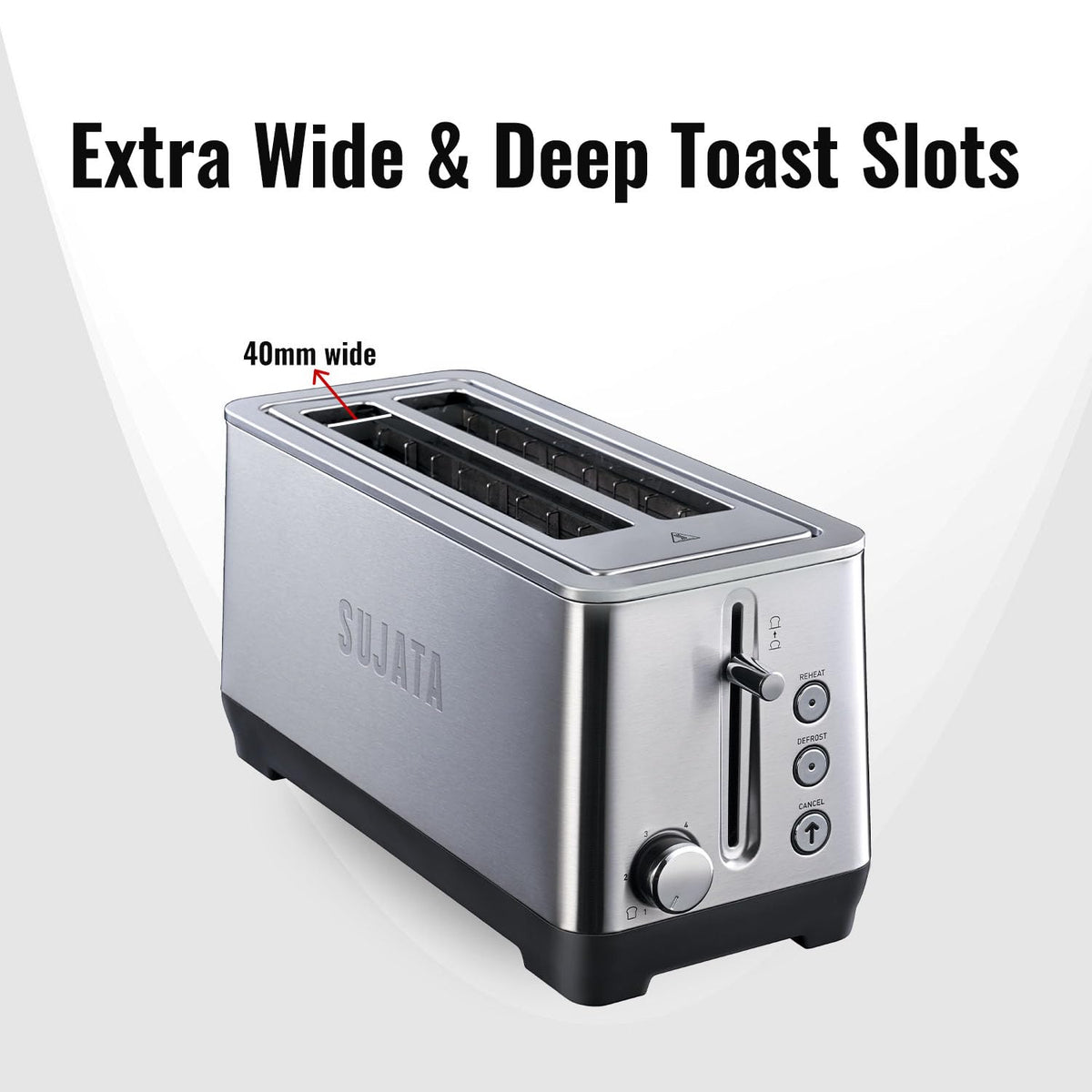 Sujata Pop-up Toaster | Stainless Steel, 7 Heating Modes, Cool Touch, Reheat & Defrost - PT12 - 4 Slice, 1500W