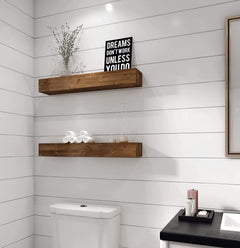 Wood Wall Floating Shelves - Rustic Shelf for Wall Décor Shelf Handmade (Light Walnut, 24 Inch)