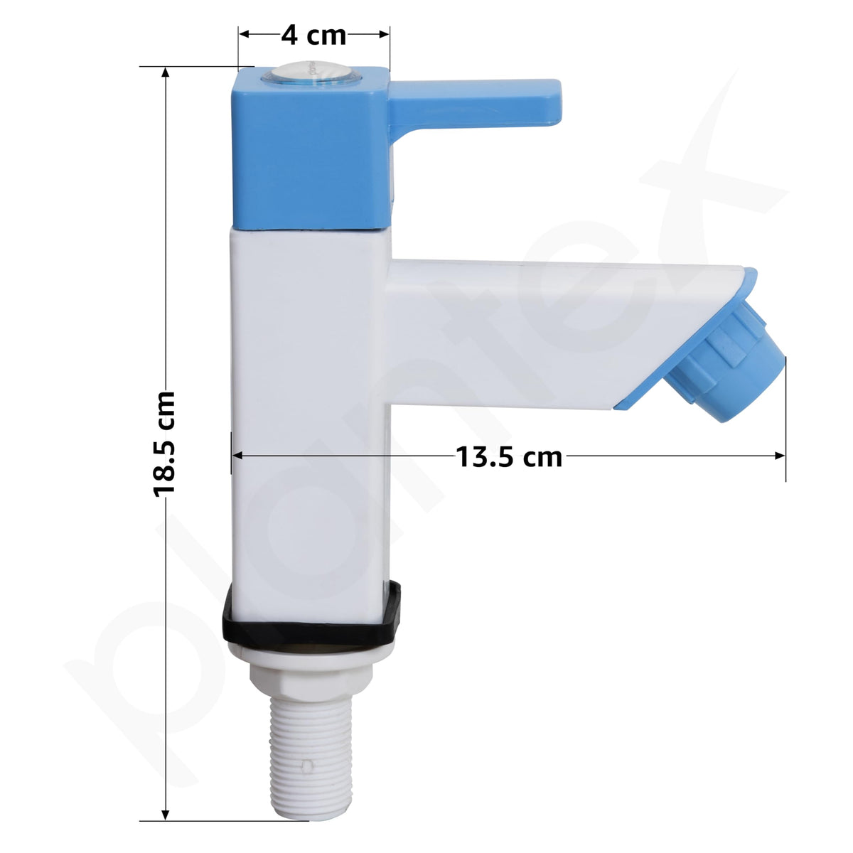 Plantex PTMT ES-113 Single Lever Pillar Painted Tap For Wash Basin With Plastic Wall Flange/Bathroom Water Tap (Blue & White)-4