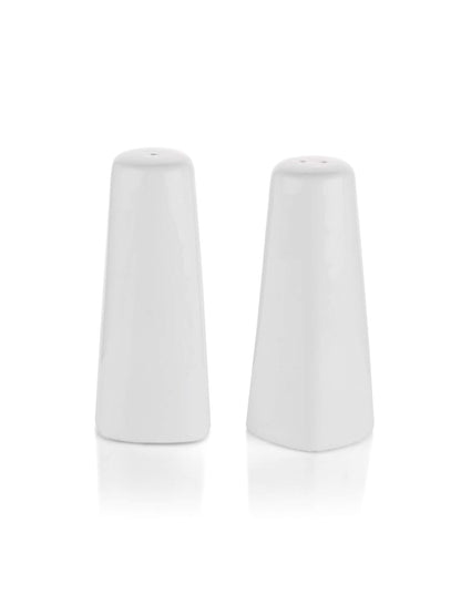 Clay Craft Basics Cruet Set/Salt and Pepper Shaker, Tower Look, White Ceramic, 2 Pcs