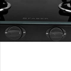 Faber Jumbo 2 Burner Black Cooktop with Glass Top| Brass Burners | Easy to clean | 2 Years comprehensive Warranty | 5 Ye