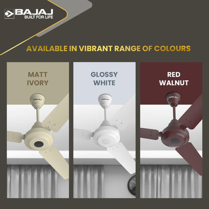 Bajaj Energos 12DC5R 1200 mm Silent BLDC Ceiling Fan|5-StarRated Energy Efficient Ceiling Fans for Home|Remote Control|Upto 65% Energy Saving|High Speed|Silent Operation|2-Yr Warranty Ivory