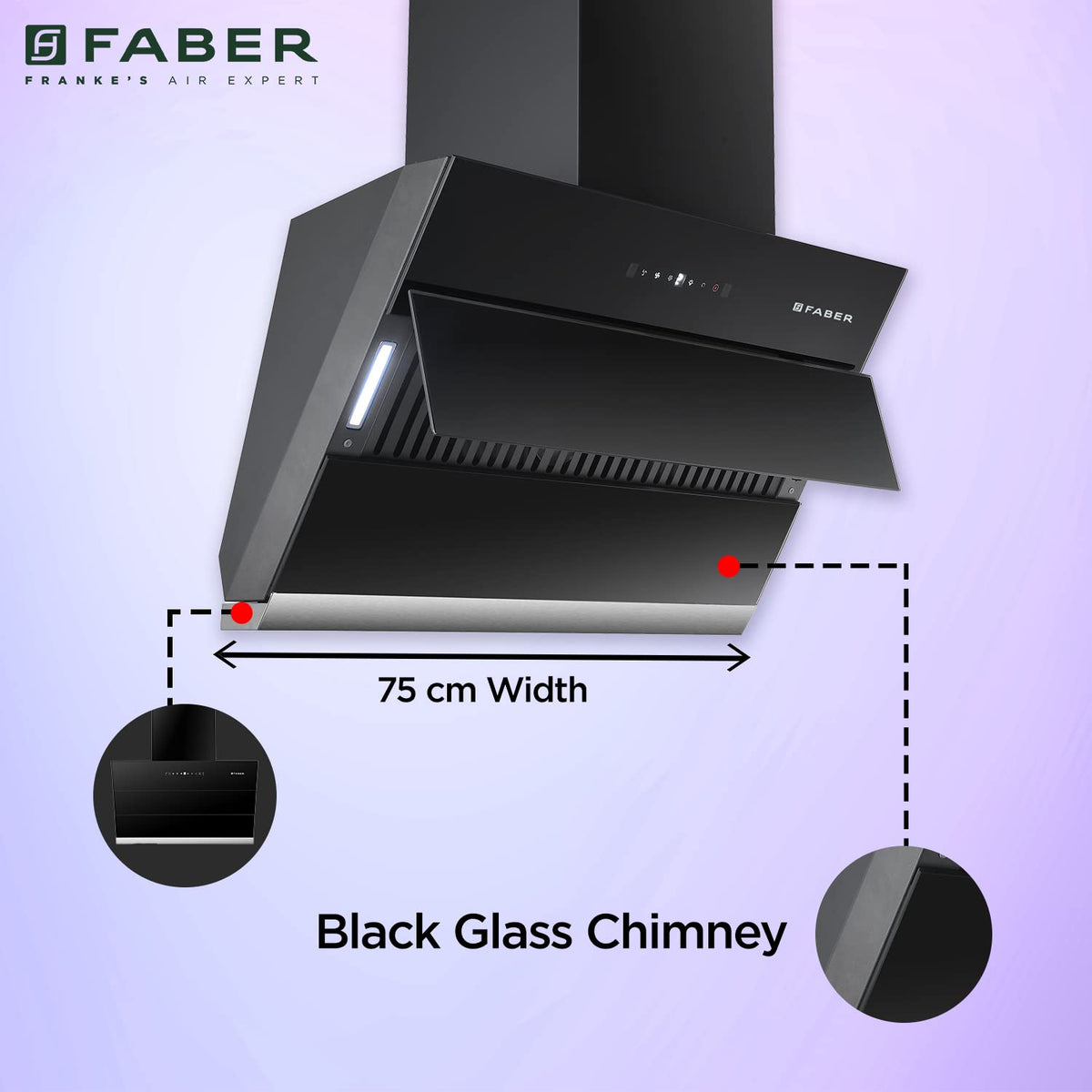 Faber 75 Cm 1350 M3/Hr Autoclean Slant Chimney, Filterless, Lifetime On Motor, 5 Yr Comprehensive Warranty, (Hood Zenith