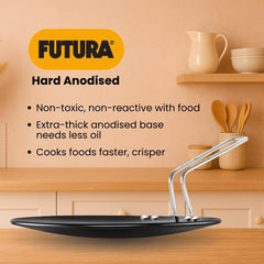 Hawkins Futura 28 cm Tava, Hard Anodised Tawa with Stainless Steel Handle, Black (AT28)