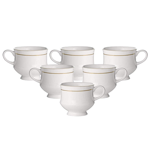 Clay Craft Elegant Gold Line Coffee/Tea Cups Set of 6, Perfect for Daily use 180 ml, (Mona-Set of 6), Tea Cup Set of 6, Mugs for Coffee, Cups Set of 6, Ideal for Gifting, Perfect for Home and Office