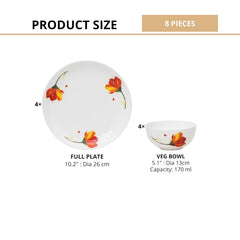 Clay Craft Fine Ceramic Eco Dinner Set, Enchanting Gold, for Family of 4, Dinner Set Ceramic, Crockery Set, Dining Set for Dinner, Crockery Set for Gift, Kitchen Set (ECO3, 8 Pieces)