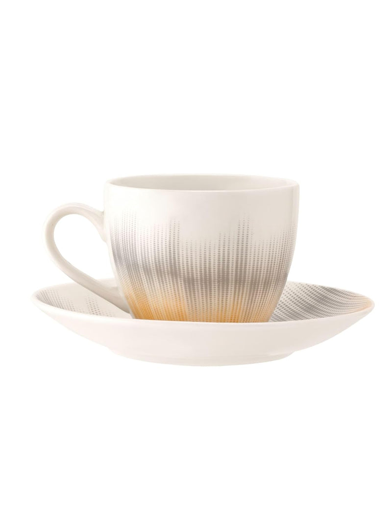 Clay Craft Fine Ceramic Cream Cup & Saucer Set of 12 (6 Cups + 6 Saucers) - 180 ml Each