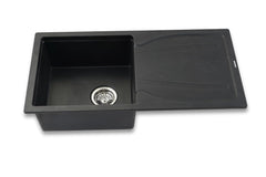 Faber Verona Ingranite34"X17"Single Bowl Sink with Drainboard & Plumbing Kit|25Yrs Warranty|Silent,Scratch,Dent & Heat R