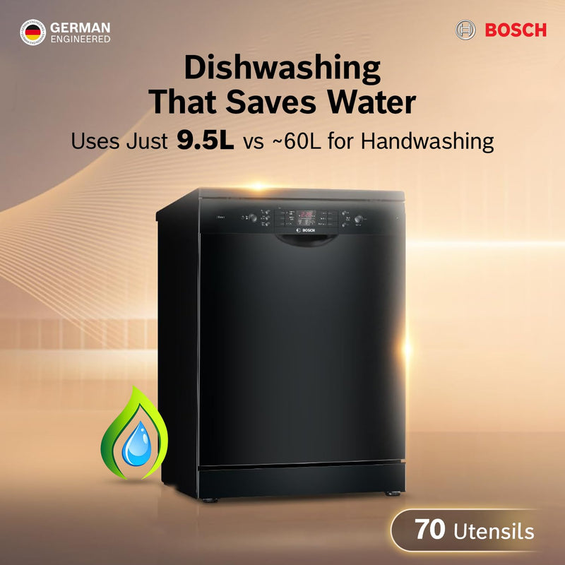 Bosch 13 Place Setting (fits up to 70 utensils) Free-Standing Dishwasher for Indian Utensils (SMS66GB01I)-2