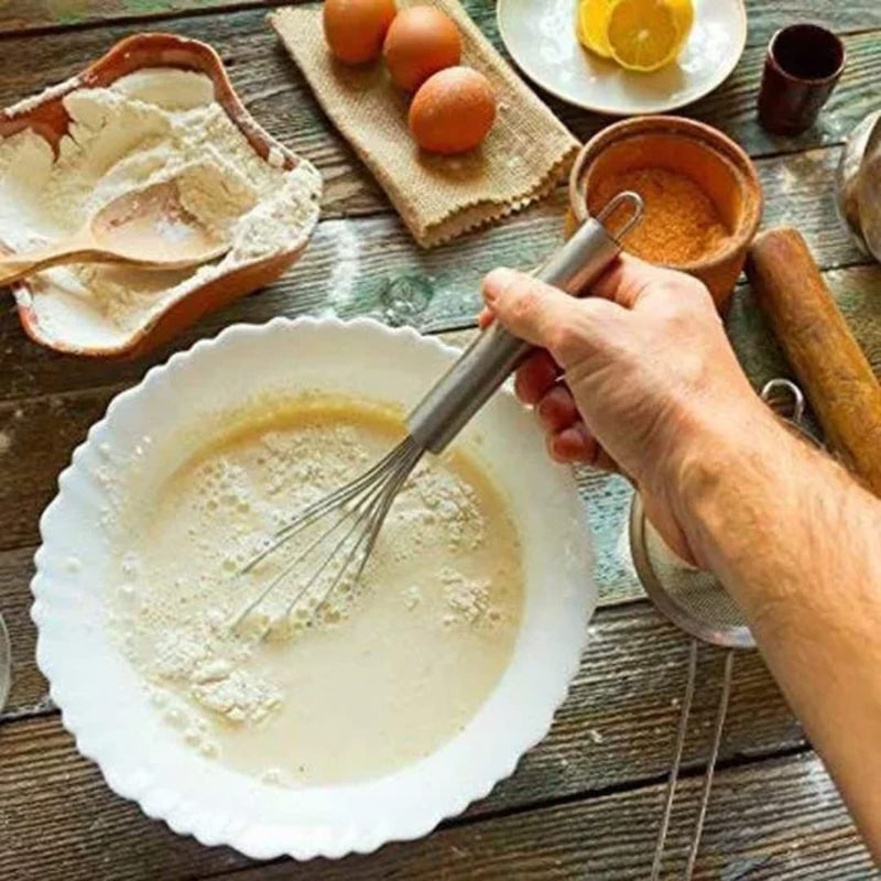 Dynore Stainless Steel Mini Kitchen Whisk, Egg Beater, Blending, Beating, Stirring Multi Utility Whisk-Silver