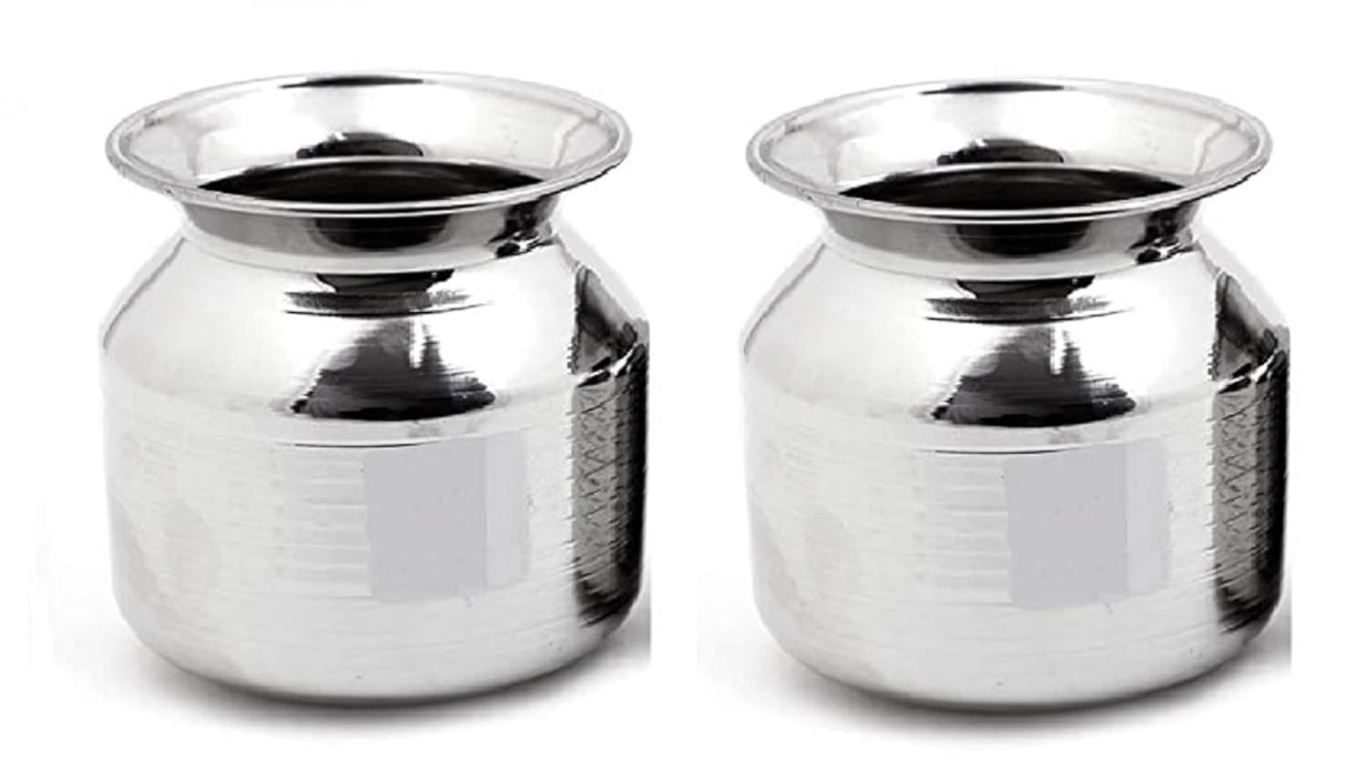 Dynore Stainless Steel Heavy Lota/Kalash/Milk Pot- 1200 ml- Set of 2