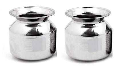 Dynore Stainless Steel Heavy Lota/Kalash/Milk Pot- 1200 ml- Set of 2