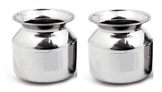 Dynore Stainless Steel Heavy Lota/Kalash/Milk Pot- 1200 ml- Set of 2