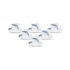 La Opala Diva, Quadra Collection, Opal Glass Cup & Saucer Set 12 pcs, Golden Shades, White, Standard
