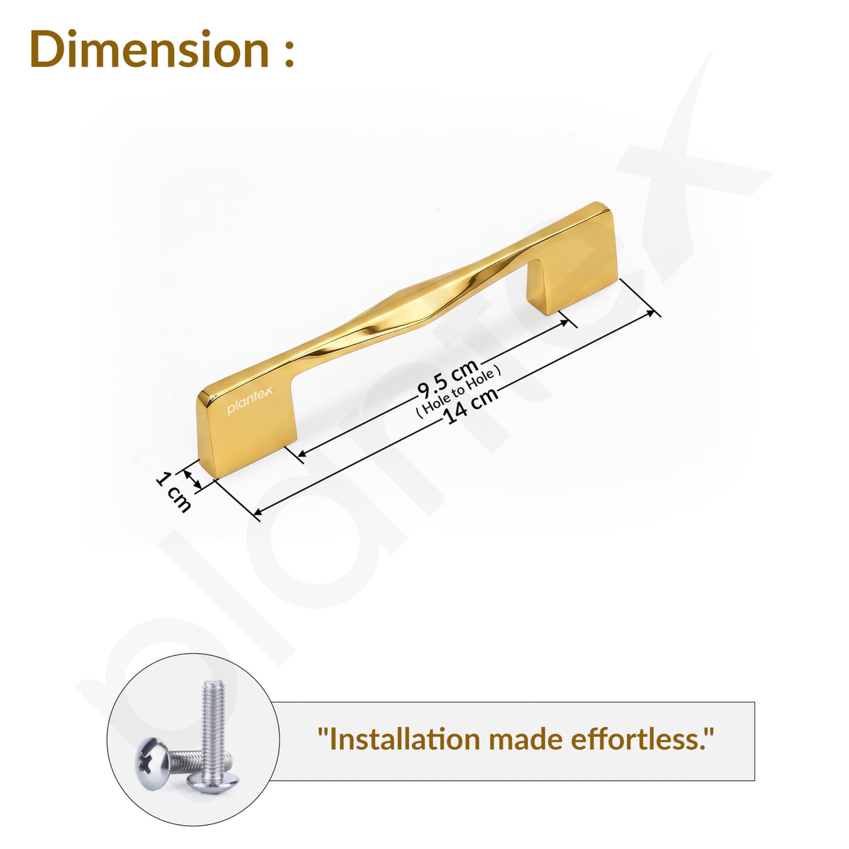 Plantex Cabinet Handle/96mm Handle for Drawer/Wardrobe/Kitchen Handle/Pull-Push Handle for Home/Office - Pack of 1 (Gold) (Model APS-PH-104)-2