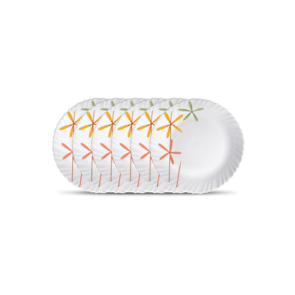 La Opala Novo Collection Opal Glass Crockery | Quarter Plate Set of 6 | Dainty Swirls Design | Plates for Snacking & Gifting | Microwave Safe | 100% Vegetarian | Extra Strong | Super Light & White