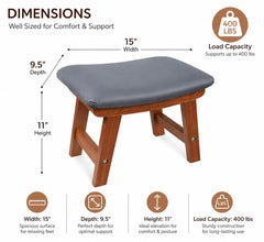 Wooden Footrest with Soft Cushion – Ergonomic Foot Stool for Under Desk, Home & Office Use | Sheesham Wood Padd