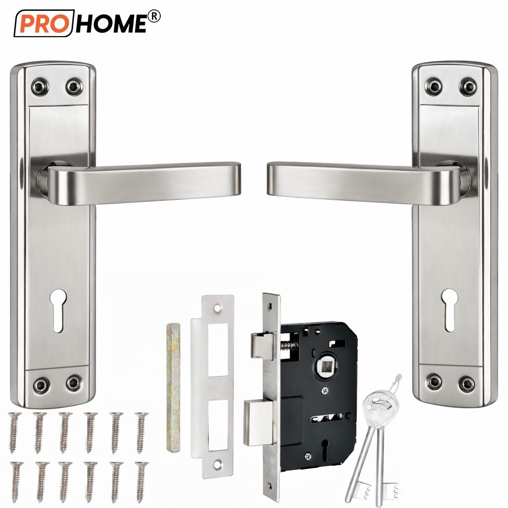 PRO HOME Sentinel Mortise Main Door Lock Set with 6 Lever Mechanism, Heavy Duty MS Steel Body, Includes 2 Keys, Suitable for 25–40 mm Doors, 1 Year Warranty