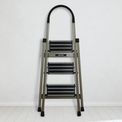 Plantex Guardex 3 Step Foldable Aluminum Ladder for Home/Anti-Slip Shoes and Edge Guards/5 Year Manufacturer Warranty Ladder for Home (Anodized Coated-Gold)