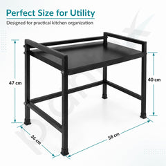 Plantex Microwave Oven Stand for Kitchen Platform/OTG/Oven Rack with Storage Cabinet/Multipurpose Kitchen Counter Organizer Stand - (Black)-2